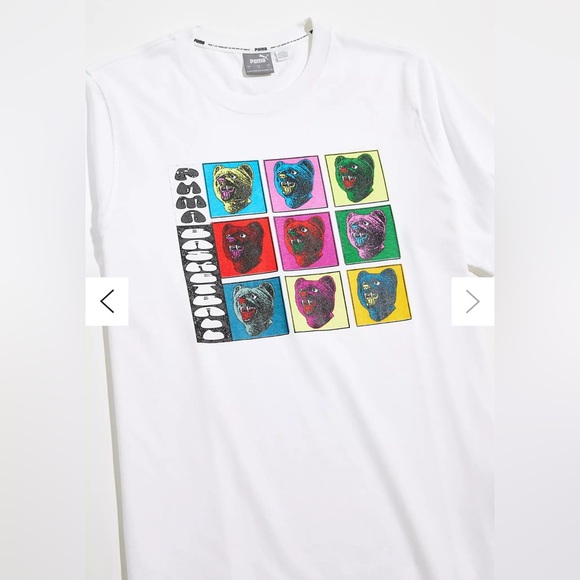 PUMA - White Unsex Basketball T- Shirt Puma Bear Print On Front. Medium… - Picture 2 of 10